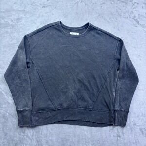 Seven7 Mens Thermal Knit Waffle Pullover Crewneck Faded Black S
